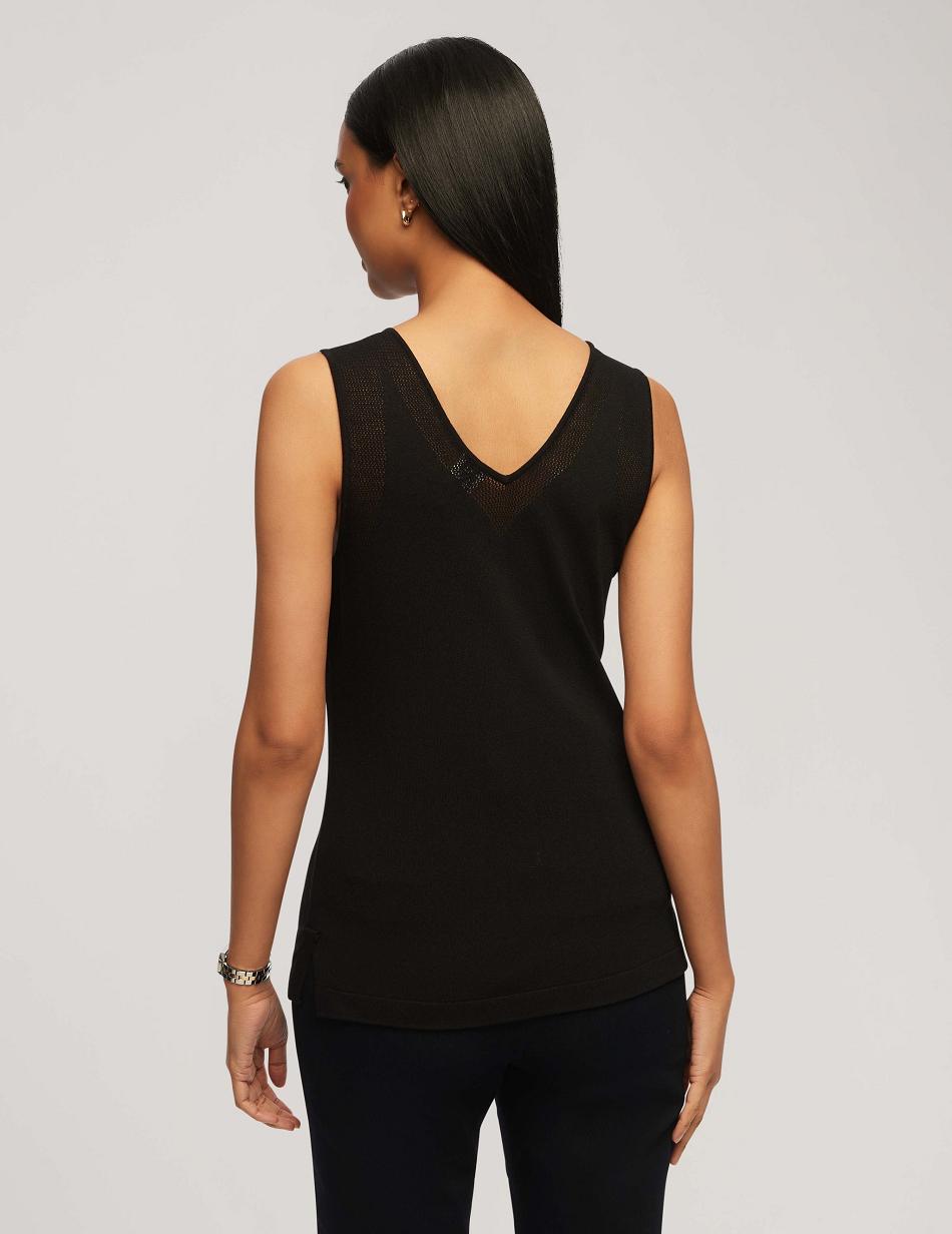 Hauts Anne Klein V Neck Mesh Tank Top   | SGJ-1662411